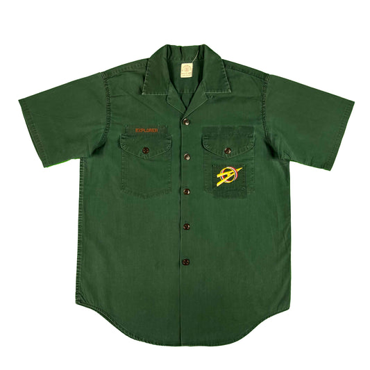 50s Boy Scouts Explorer Forest Green Loop Collar Shirt- M