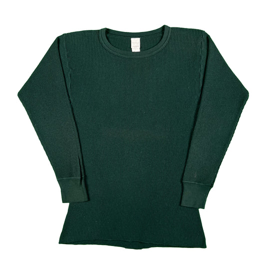 Vintage Forest Green Waffle Knit Thermal- L,XL