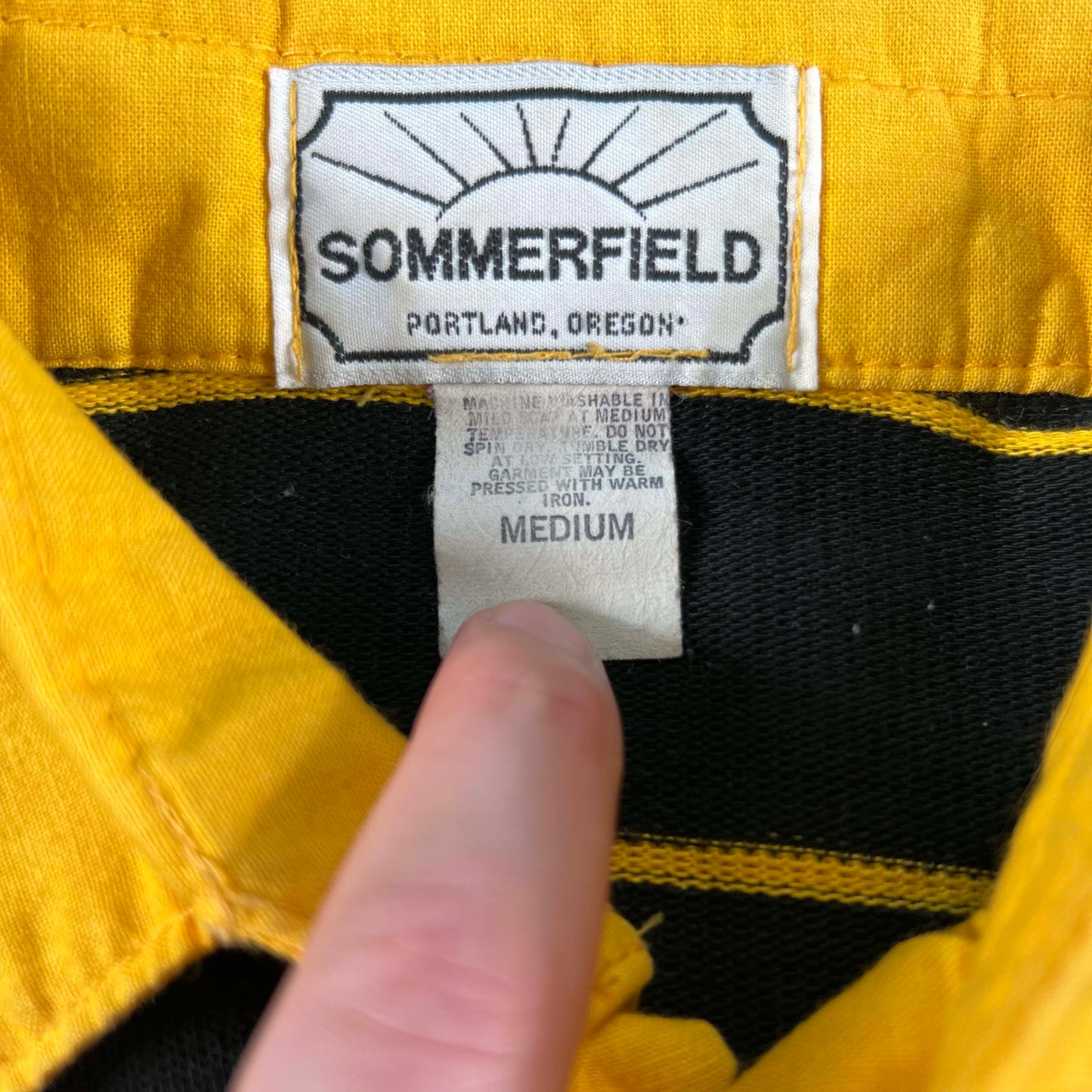 70s Striped Long Sleeve Knit Polo- M