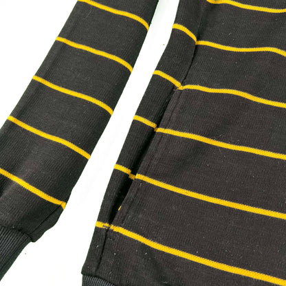 70s Striped Long Sleeve Knit Polo- M