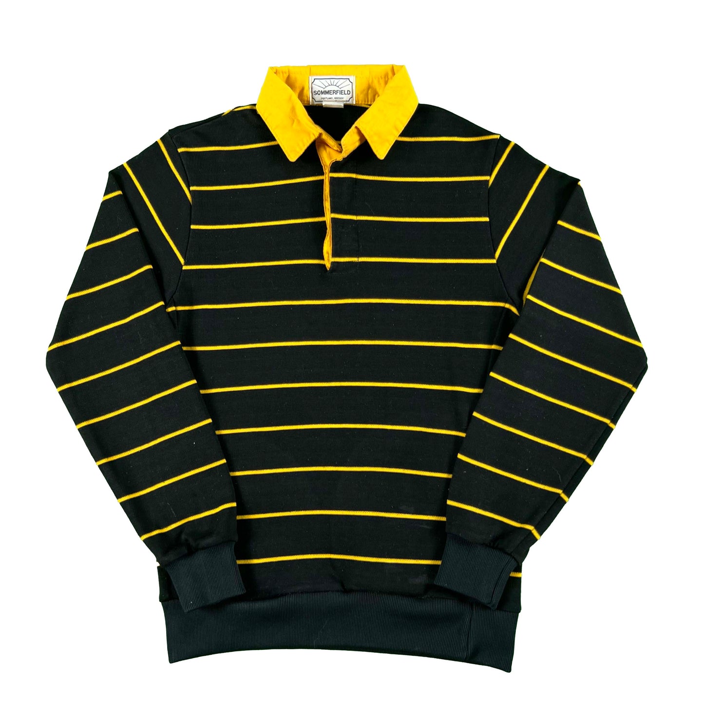 70s Striped Long Sleeve Knit Polo- M