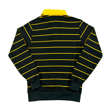 70s Striped Long Sleeve Knit Polo- M