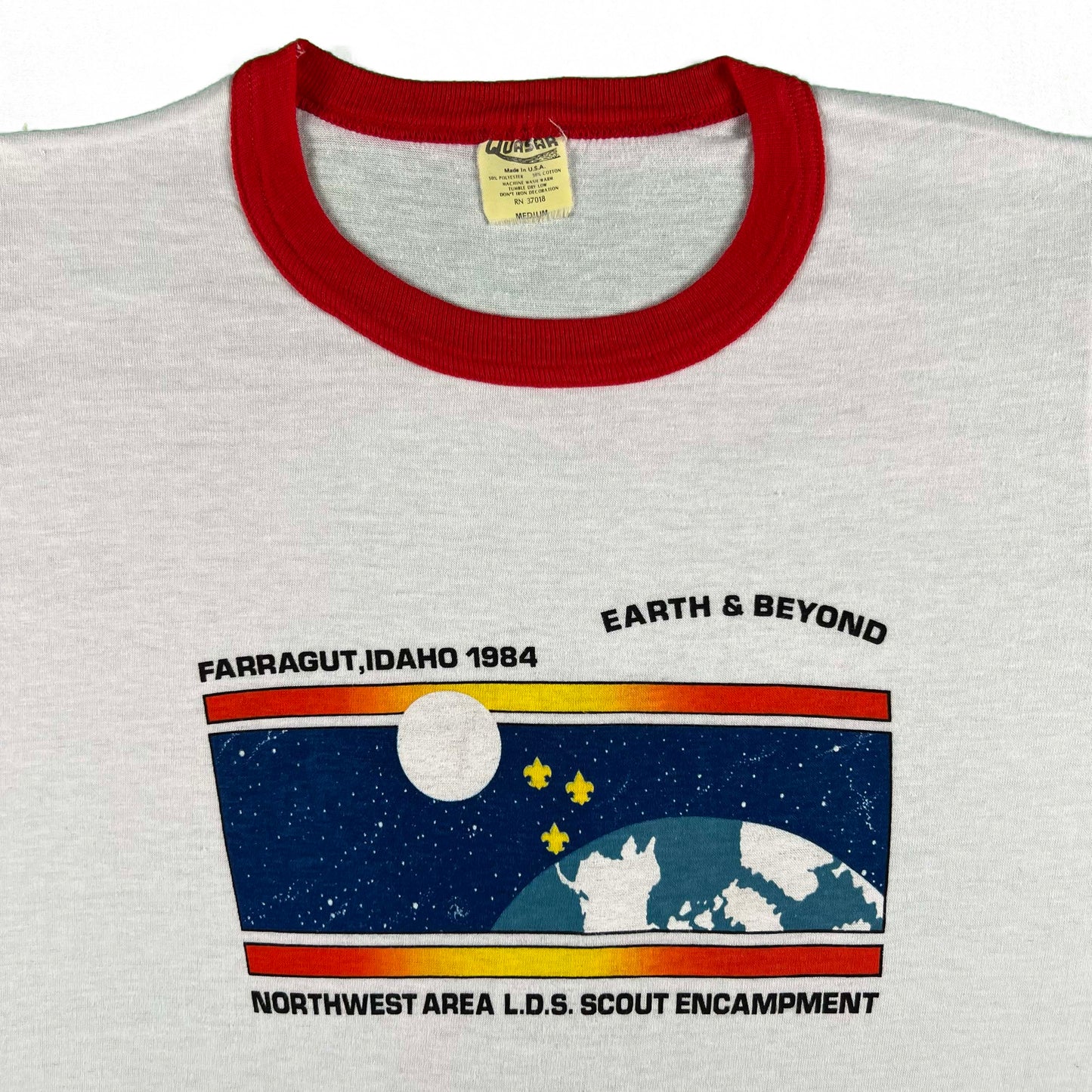 80s BSA Morman Scout Encampment Ringer Tee- S