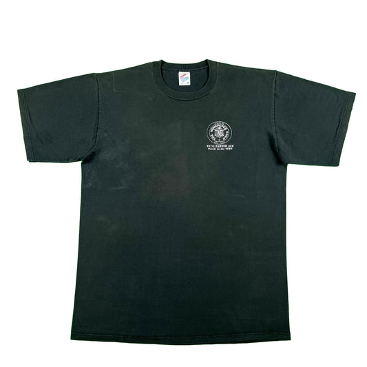 90s Faded Black Newspaper Guild Tee- L