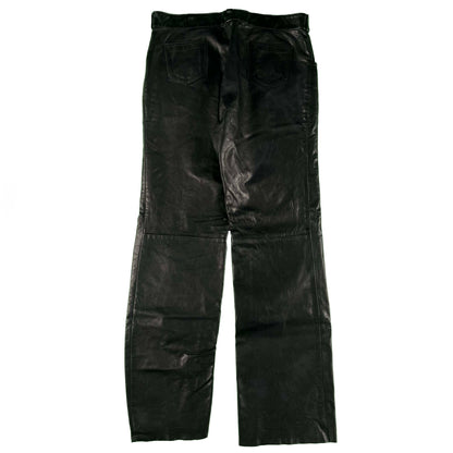 80s Black Leather Pants- 33x31