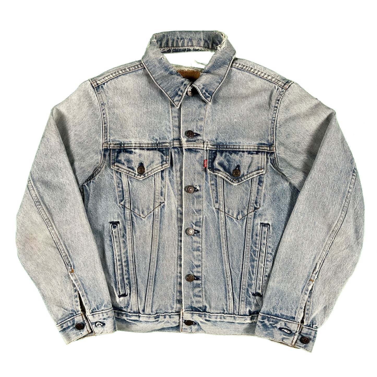 80s 'Hell Yeah' Levi's Trucker Jacket and Waffle Knit Thermal Combo- S