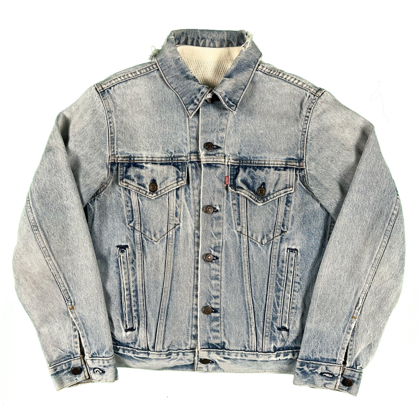 80s 'Hell Yeah' Levi's Trucker Jacket and Waffle Knit Thermal Combo- S