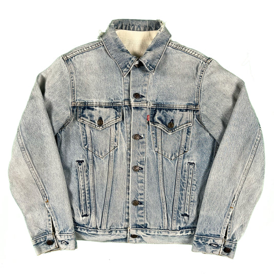80s 'Hell Yeah' Levi's Trucker Jacket and Waffle Knit Thermal Combo- S