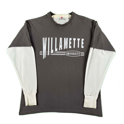 90s Perfectly Faded Willamette U Tee & Waffle Knit Thermal- XL