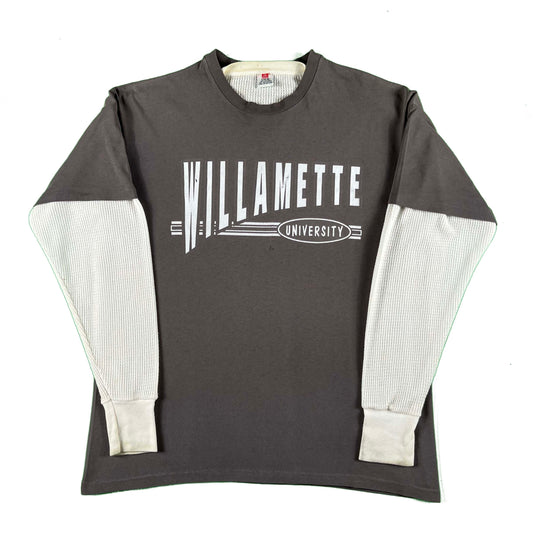 90s Perfectly Faded Willamette U Tee & Waffle Knit Thermal- XL