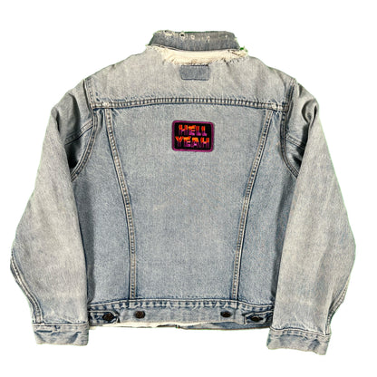 80s 'Hell Yeah' Levi's Trucker Jacket and Waffle Knit Thermal Combo- S