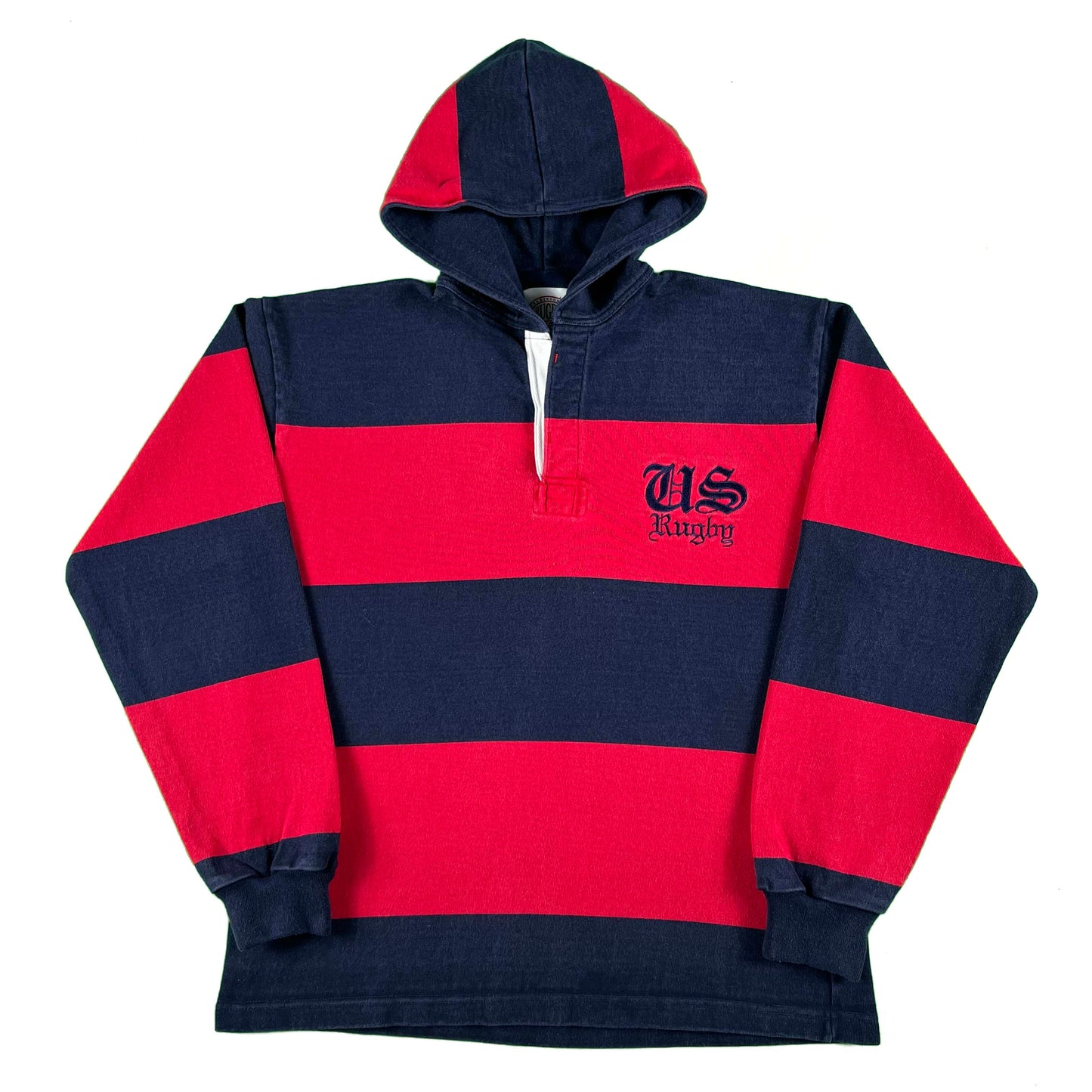 00s Hooded Rugby Shirt- XL
