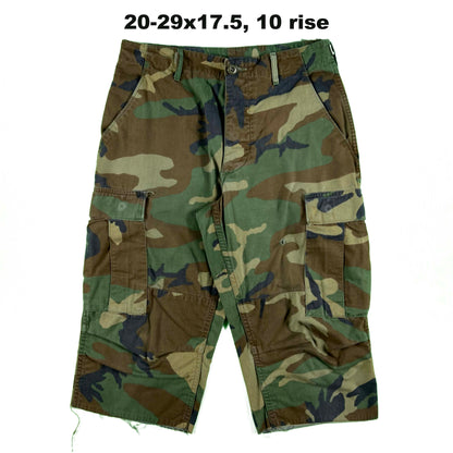 Vintage Chopped Baggy Army Camo Cargo Shorts- SELECT PAIR