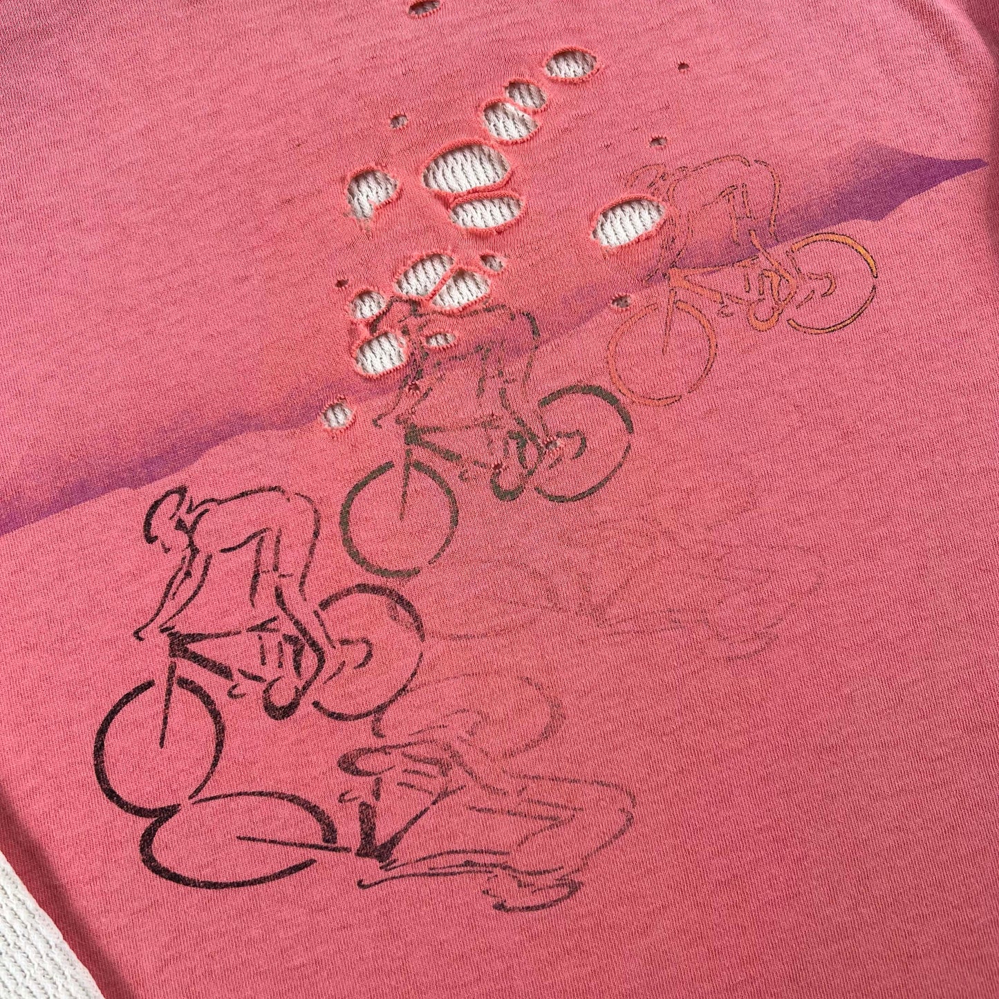 90s Perfectly Thrashed Austin Bike Club Tee & Waffle Knit Thermal- L