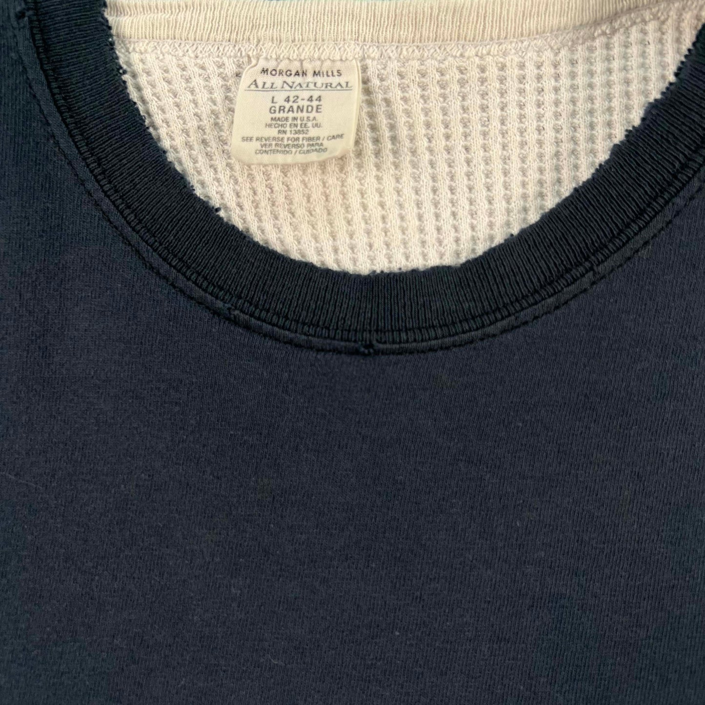 Thrashed Black Pocket Tee & Waffle Knit Thermal- M