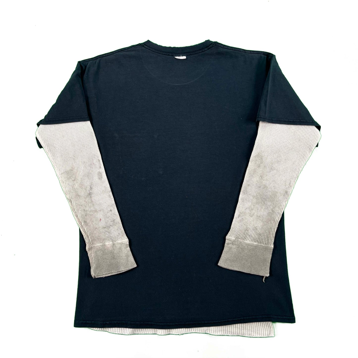Thrashed Black Pocket Tee & Waffle Knit Thermal- M