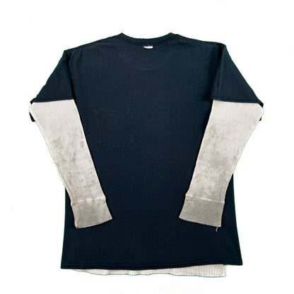 Thrashed Black Pocket Tee & Waffle Knit Thermal- M