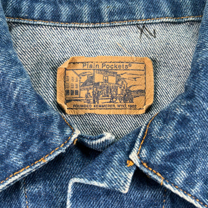 80s Plain Pockets Type 3 Denim Trucker Jacket- L
