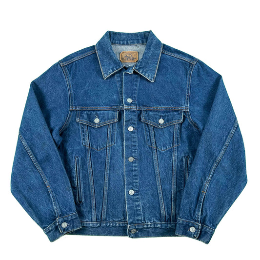 80s Plain Pockets Type 3 Denim Trucker Jacket- L