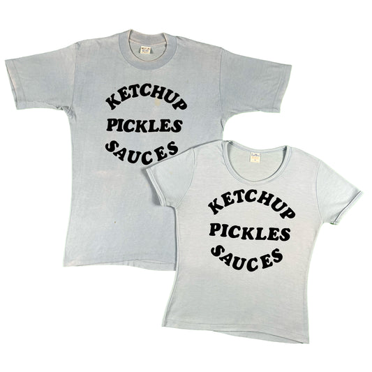 70s His & Hers Ketchup,Pickles,Sauces Tee 2 Pack- S/M