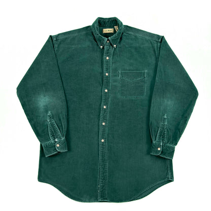 90s L.L. Bean Faded Forest Green 100% Cotton Corduroy Shirt- M