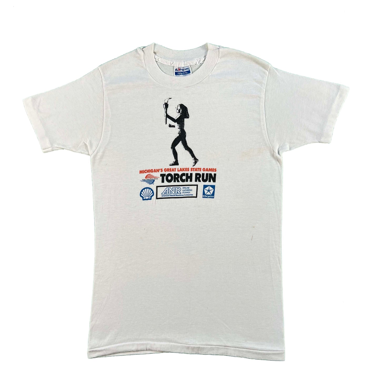 80s Michigan's Great Lakes State Games Torch Run Tee- S