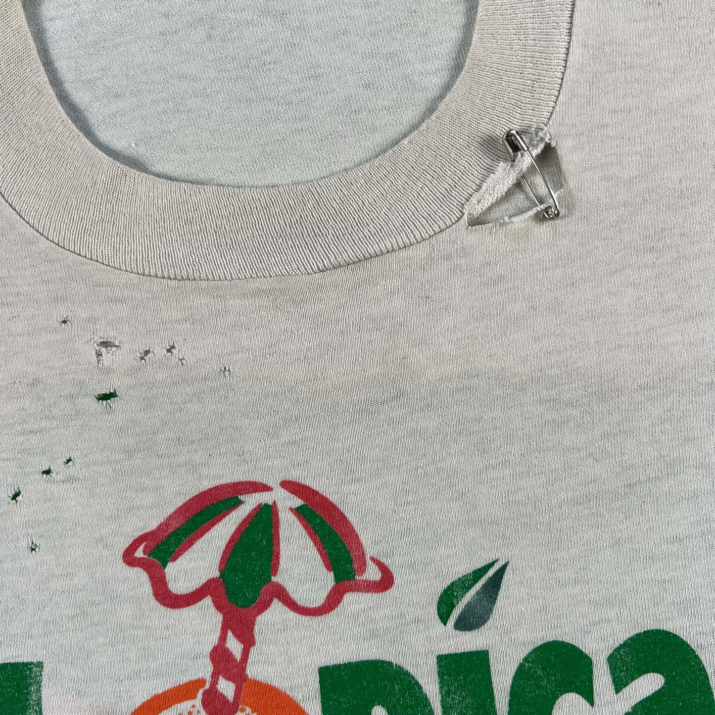 80s Thrashed & Safety Pinned Tropicana Tee- XL