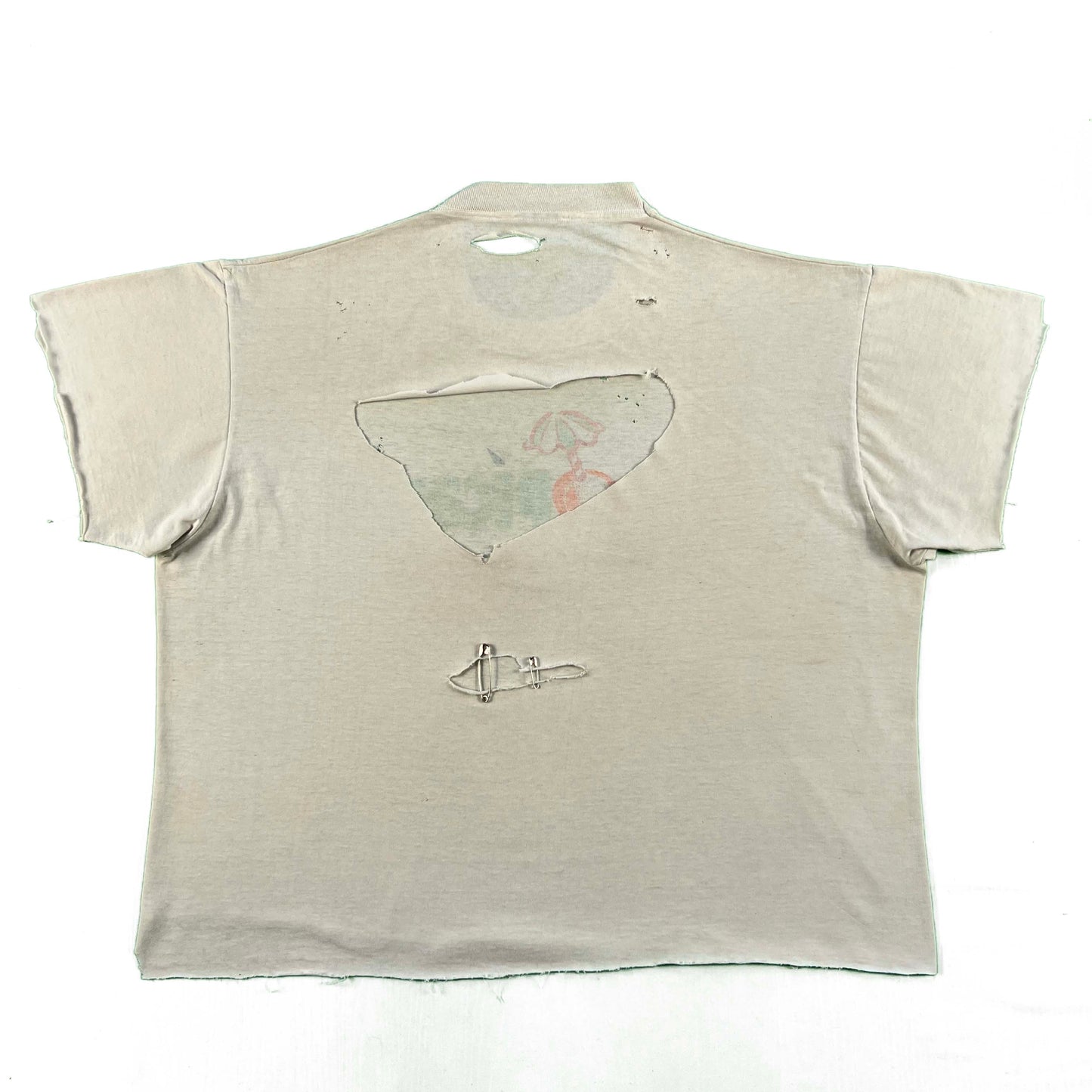 80s Thrashed & Safety Pinned Tropicana Tee- XL