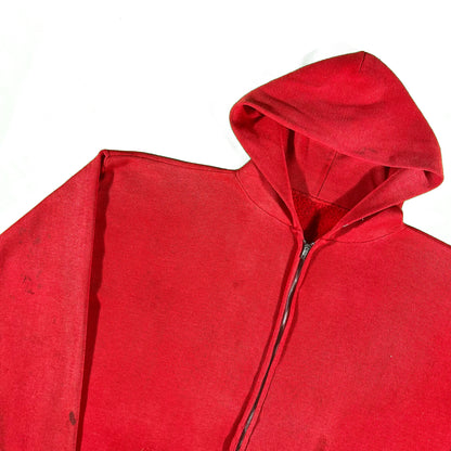 70s Faded Red Zip Up Hoodie- XL