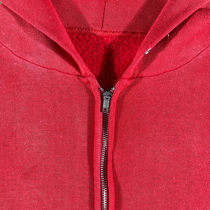 70s Faded Red Zip Up Hoodie- XL