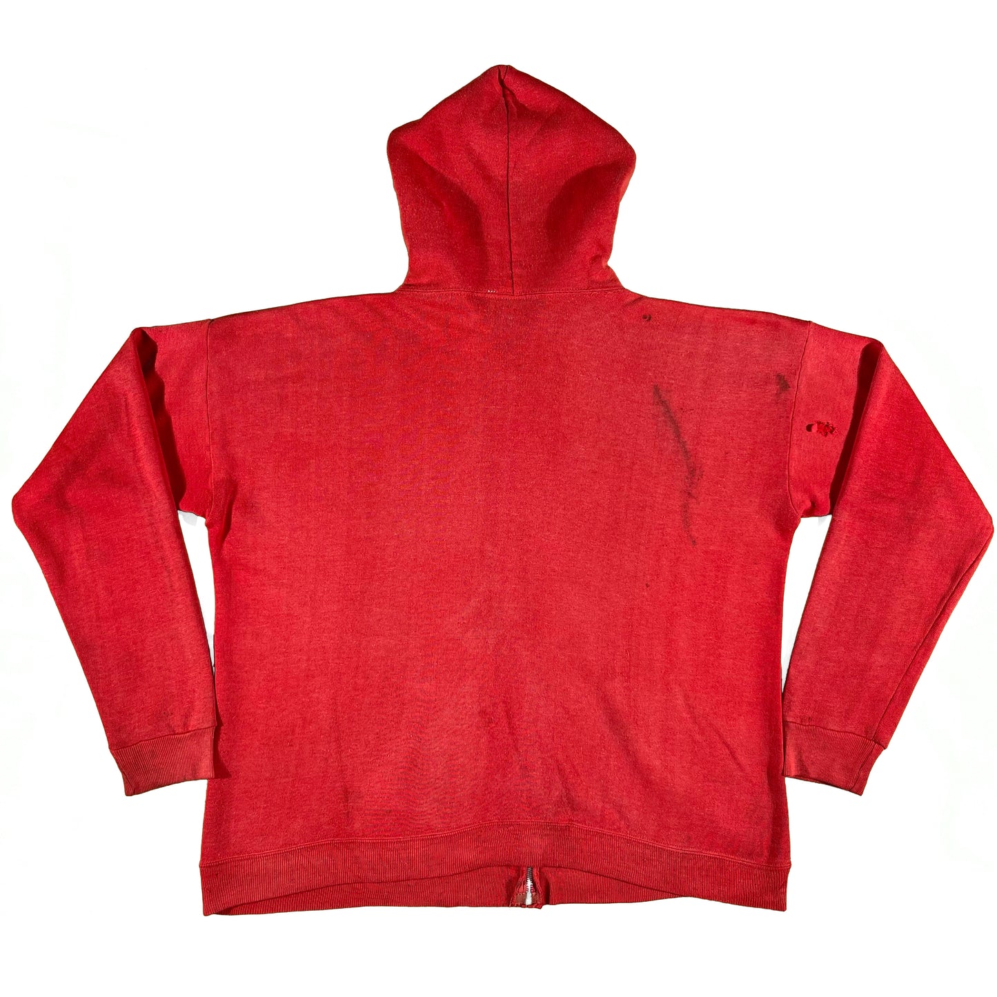 70s Faded Red Zip Up Hoodie- XL
