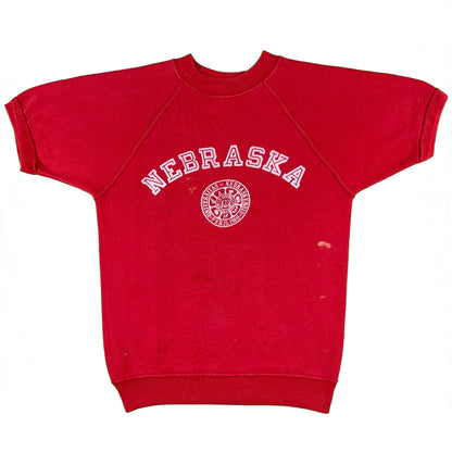 70s Faded Red Nebraska Short Sleeve Sweatshirt- S