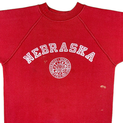 70s Faded Red Nebraska Short Sleeve Sweatshirt- S