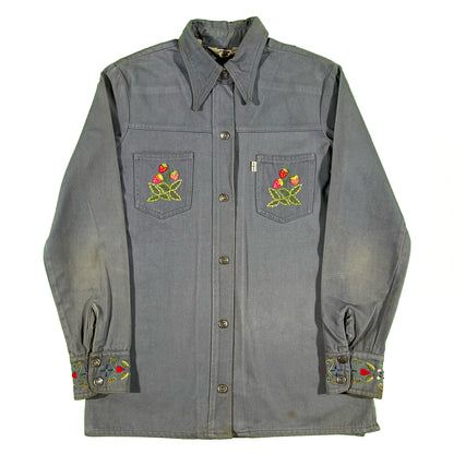 70s Levi's Embroidered Western Snap Button Top- M