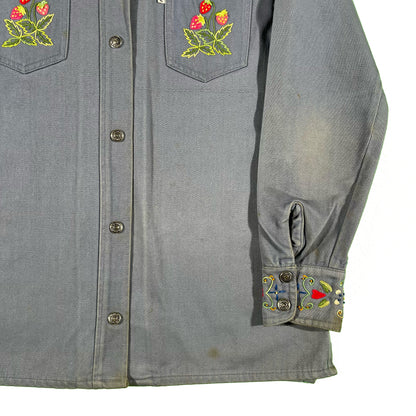 70s Levi's Embroidered Western Snap Button Top- M