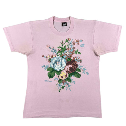 90s Pink Pentwater Floral Tee- L