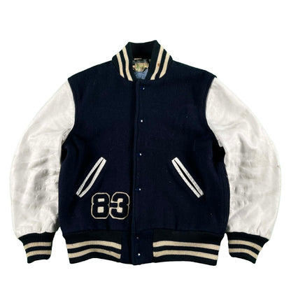 60s Wool & Leather Varsity Jacket- S