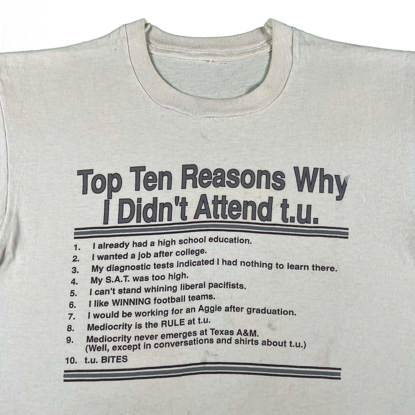 90s 'Top Ten Reasons Why I Didn't Attend t.u.' Tee- L