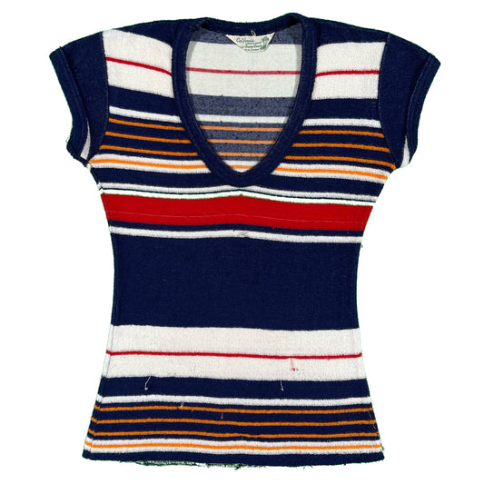 70s Striped California Sportswear Terry Cloth Tee- XS