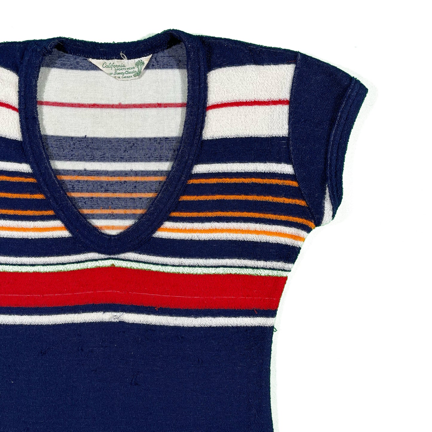 70s Striped California Sportswear Terry Cloth Tee- XS