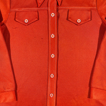 70s Blood Orange Polyester Button Up- M