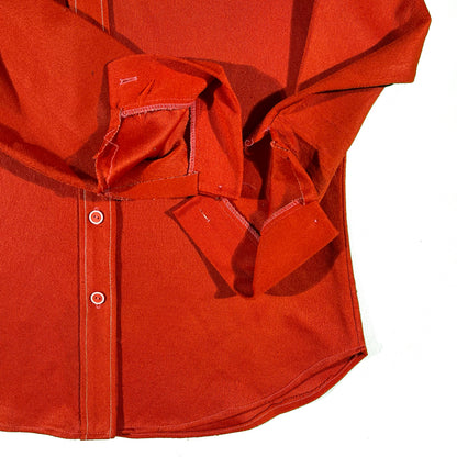 70s Blood Orange Polyester Button Up- M