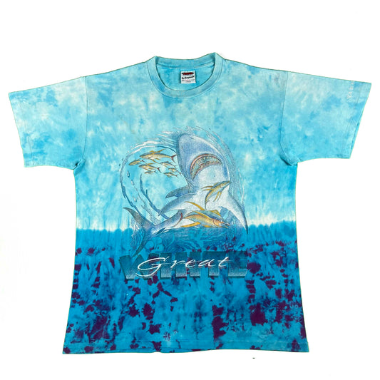 90s Great White Shark Tie Dye Tee- L