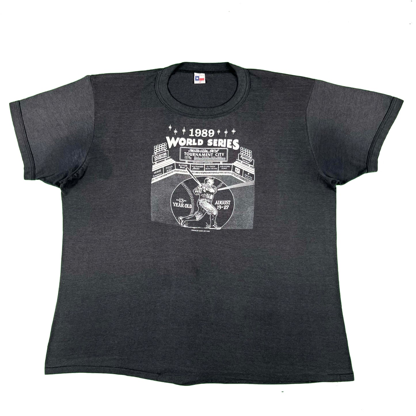 80s Sun Faded Black Little League World Series Tee- XXL