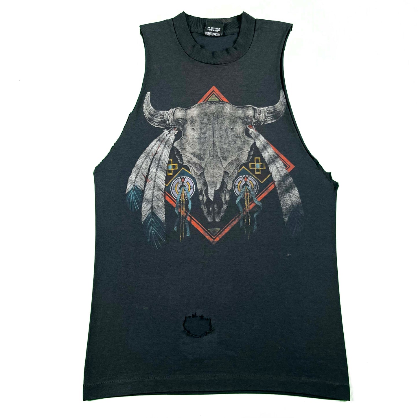 80s/90s Cut Off Longhorn Skull Tee- S
