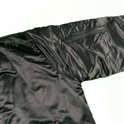 80s Black MA-1 Style Bomber Jacket- Oversized M
