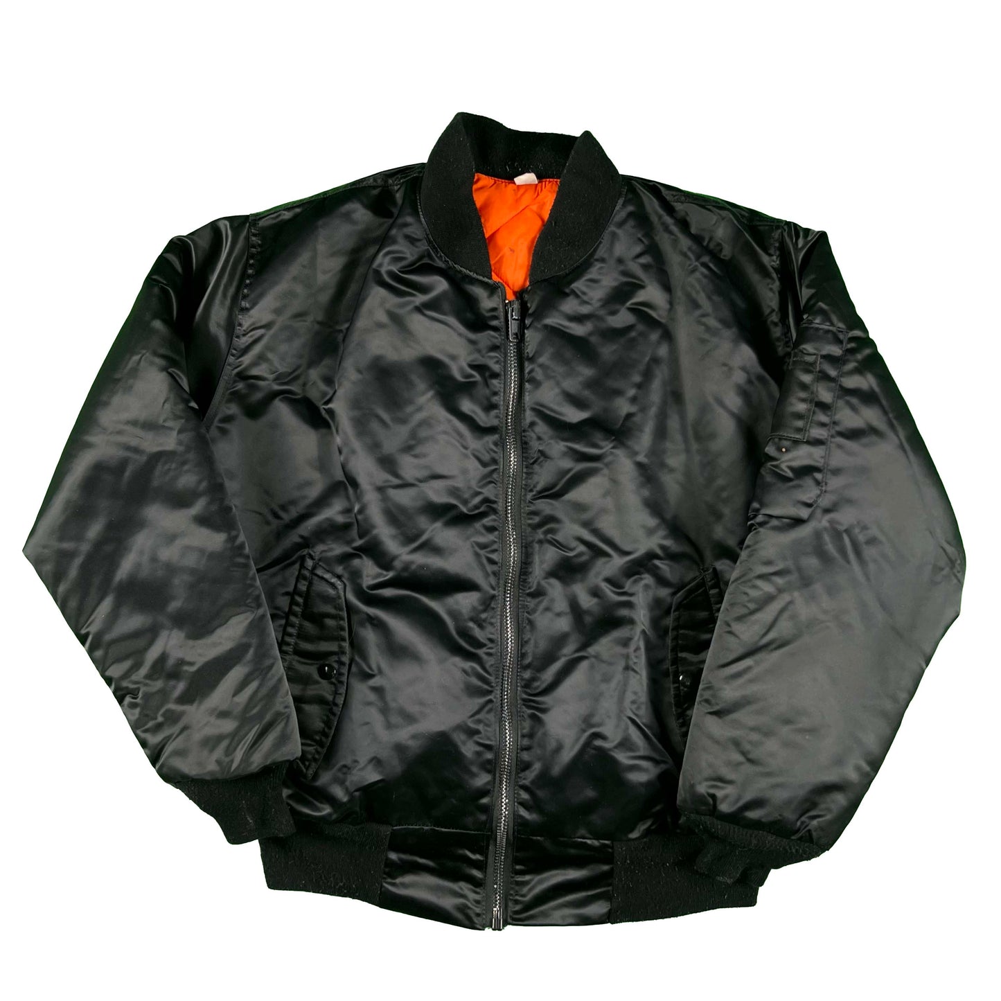 80s Black MA-1 Style Bomber Jacket- Oversized M