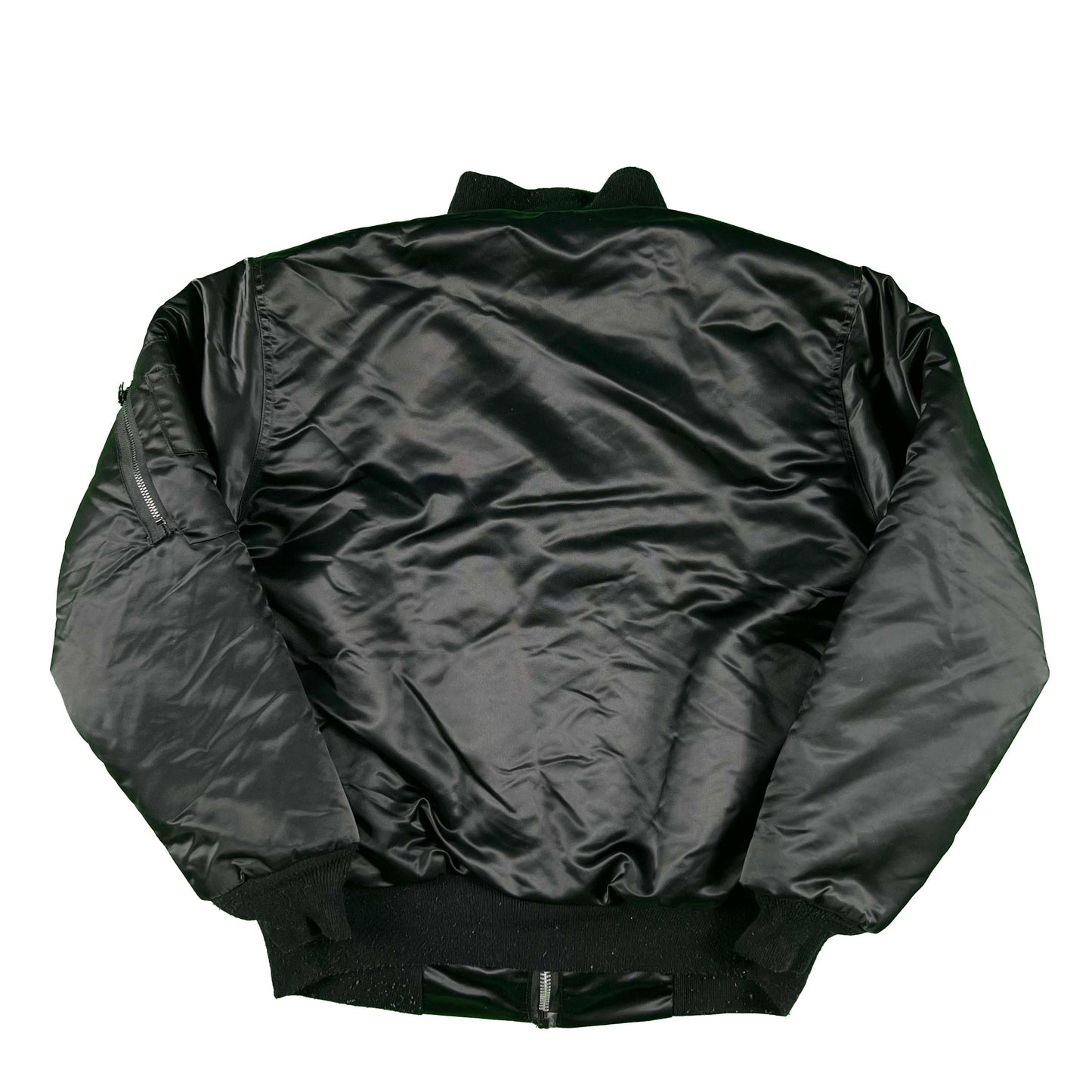 80s Black MA-1 Style Bomber Jacket- Oversized M