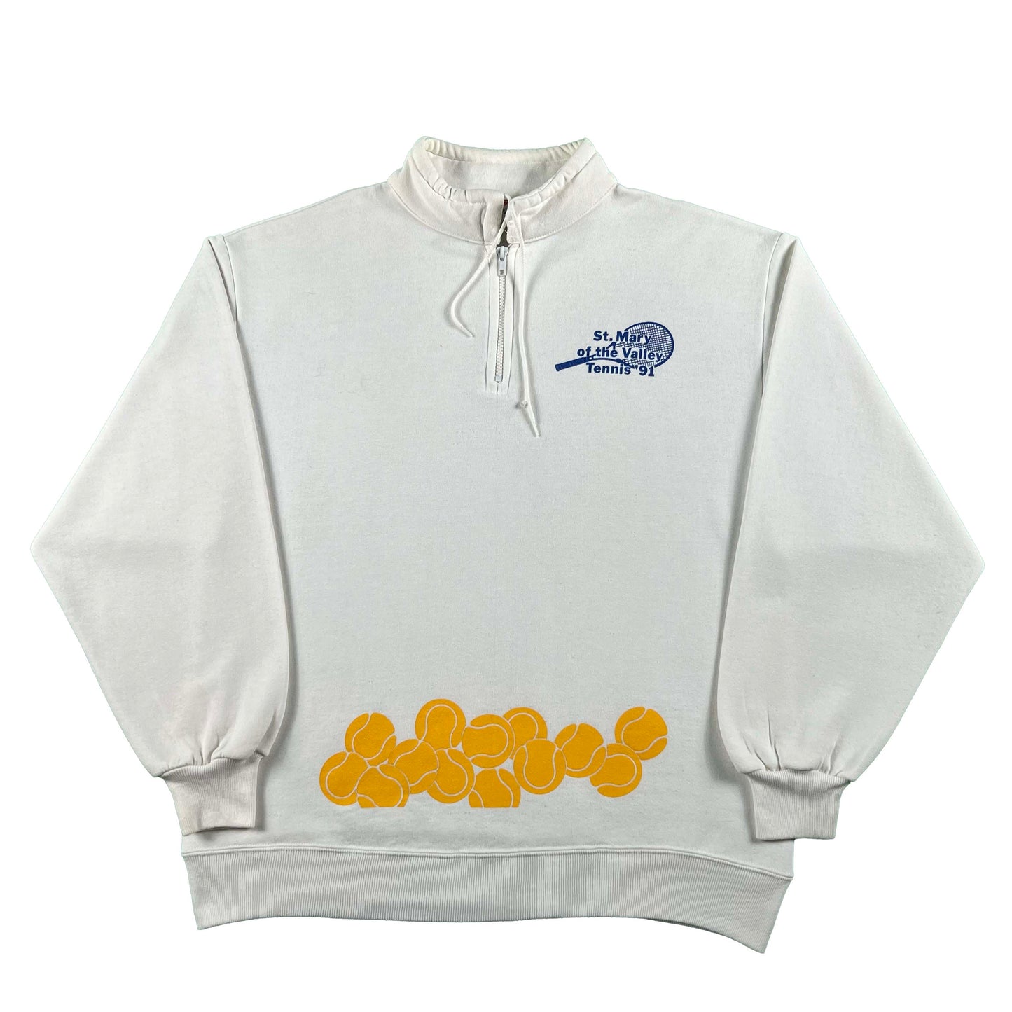 90s Tennis Balls 1/4 Zip Sweatshirt- XL