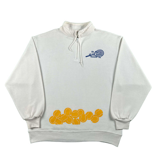 90s Tennis Balls 1/4 Zip Sweatshirt- XL